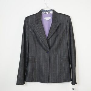 Garfield & Marks Alicia Jacket 6 Grey Purple Pinstripe Wool Blazer Career Preppy